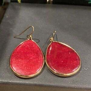 Elegant Red Stone Teardrop Earrings